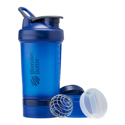 BlenderBottle Shaker Flasche mit Pillendose und Aufbewahrung für Proteinpulver, Classic V2 ProStak System, 22 Unzen, Blau