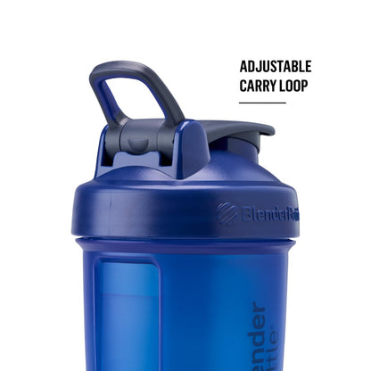 BlenderBottle Shaker Flasche mit Pillendose und Aufbewahrung für Proteinpulver, Classic V2 ProStak System, 22 Unzen, Blau