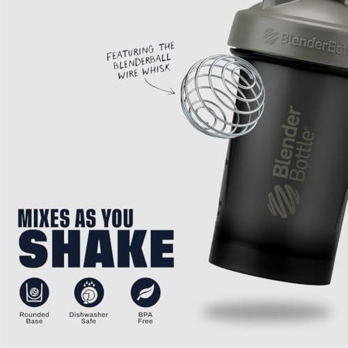 BlenderBottle Classic V2 Shaker-Flasche für Proteinshakes und Pre-Workout, 28 Unzen, Grau/Schwarz, Black Shadow