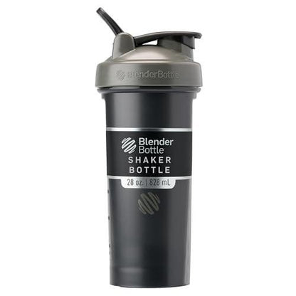BlenderBottle Classic V2 Shaker-Flasche für Proteinshakes und Pre-Workout, 28 Unzen, Grau/Schwarz, Black Shadow