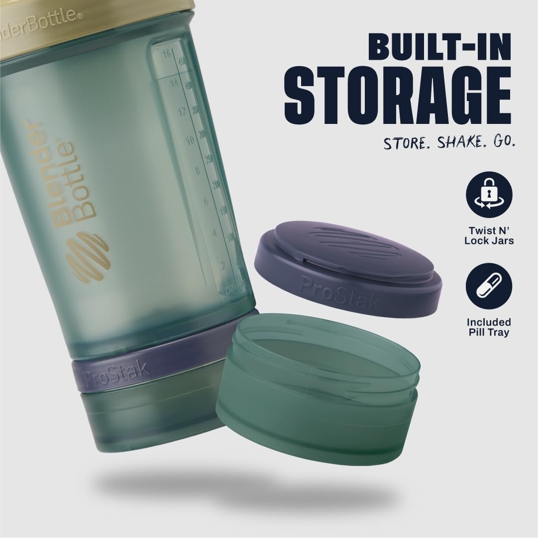 BlenderBottle Classic V2 ProStak Shaker Flasche mit Pillendose und Proteinpulver-Behälter, 22-Unzen, Tan