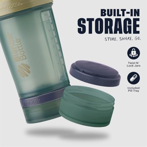 BlenderBottle Classic V2 ProStak Shaker Flasche mit Pillendose und Proteinpulver-Behälter, 22-Unzen, Tan