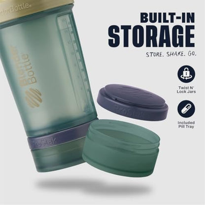 BlenderBottle Classic V2 ProStak Shaker Flasche mit Pillendose und Proteinpulver-Behälter, 22-Unzen, Tan