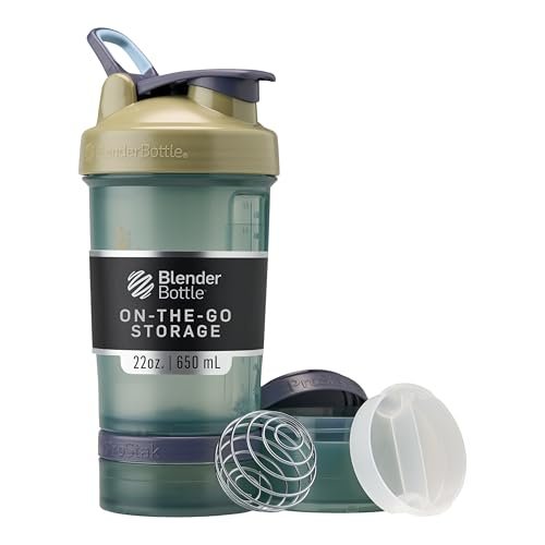 BlenderBottle Classic V2 ProStak Shaker Flasche mit Pillendose und Proteinpulver-Behälter, 22-Unzen, Tan