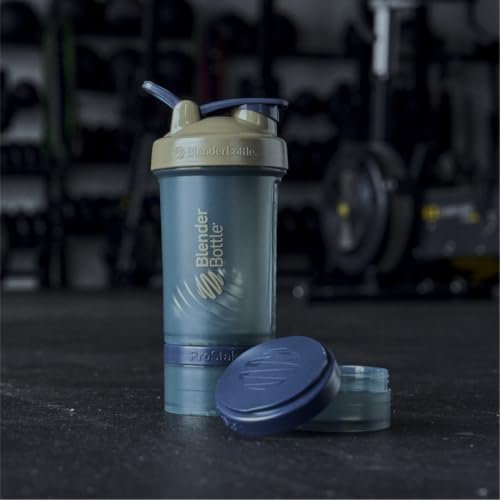 BlenderBottle Classic V2 ProStak Shaker Flasche mit Pillendose und Proteinpulver-Behälter, 22-Unzen, Tan