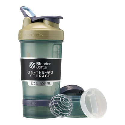 BlenderBottle Classic V2 ProStak Shaker Flasche mit Pillendose und Proteinpulver-Behälter, 22-Unzen, Tan