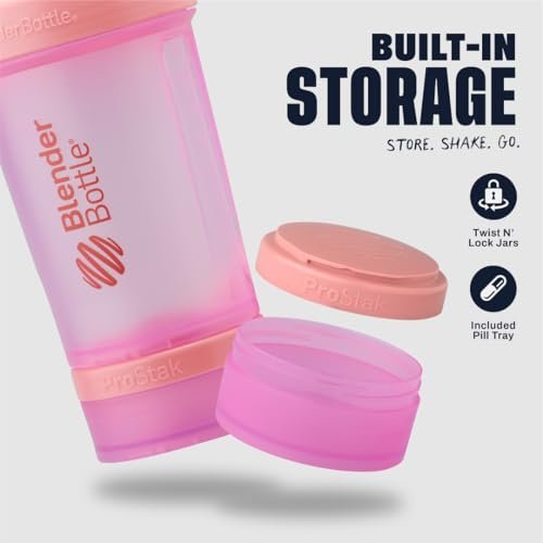 BlenderBottle Classic V2 ProStak System Shaker-Flasche mit Pillendose, 22 Unzen, Rosa