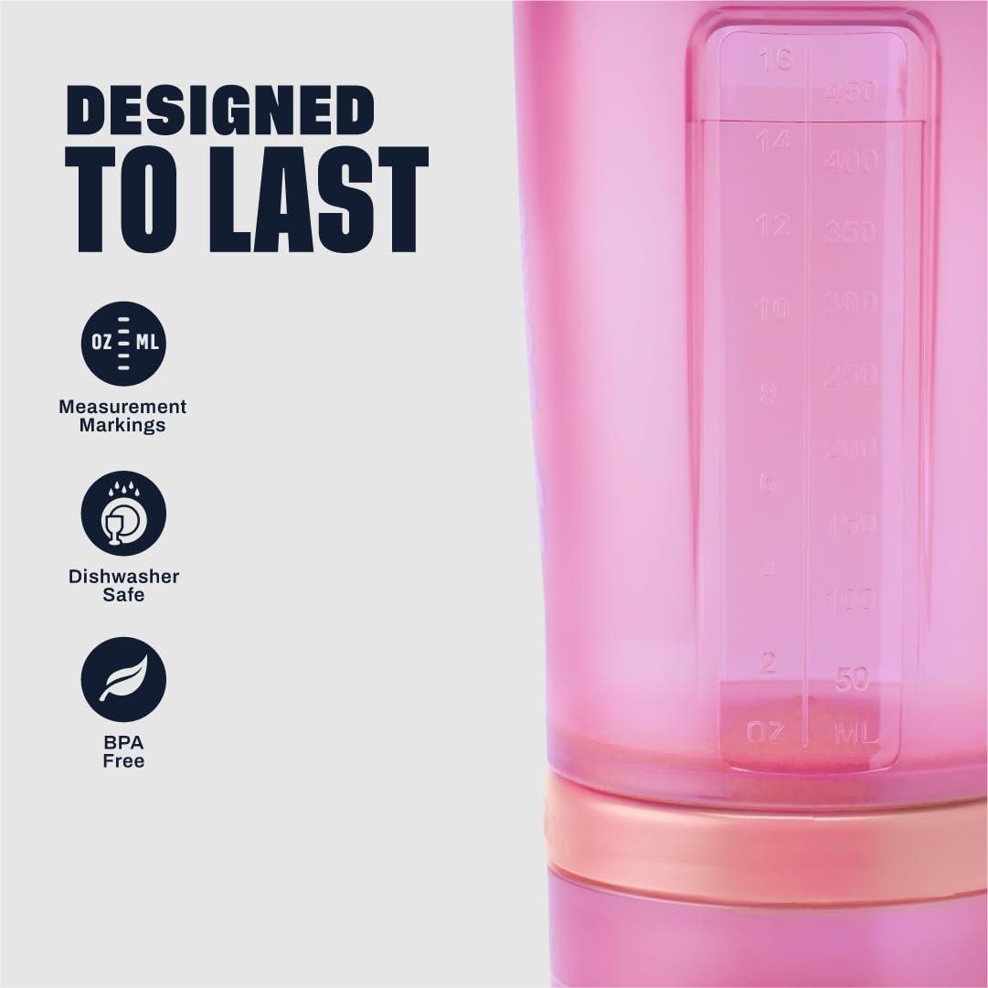 BlenderBottle Classic V2 ProStak System Shaker-Flasche mit Pillendose, 22 Unzen, Rosa