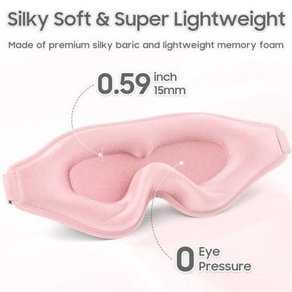 MOEASEii Schlafmaske – Totale Dunkelheit 3D Schlafmaske, superleicht & seidig weich, vollständig verstellbar für Zuhause, Büro, Reisen, Meditation, Yoga, Pink, Muttertagsgeschenk