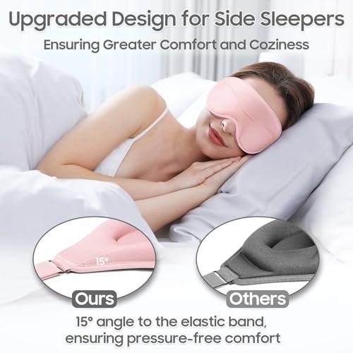 MOEASEii Schlafmaske – Totale Dunkelheit 3D Schlafmaske, superleicht & seidig weich, vollständig verstellbar für Zuhause, Büro, Reisen, Meditation, Yoga, Pink, Muttertagsgeschenk