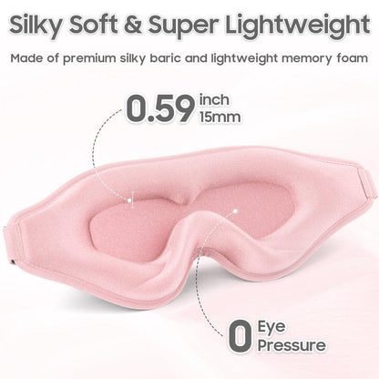 MOEASEii Schlafmaske – Totale Dunkelheit 3D Schlafmaske, superleicht & seidig weich, vollständig verstellbar für Zuhause, Büro, Reisen, Meditation, Yoga, Pink, Muttertagsgeschenk
