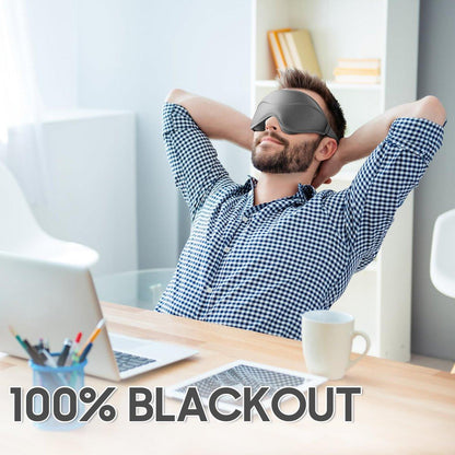 MOEASEii Schlafmaske - Totale Verdunkelung 3D Schlafmaske, Super Leicht & Seidig Weiche Augenmaske zum Schlafen, Vollständig Verstellbar für Zuhause, Büro, Reisen, Meditation, Yoga, Grau, Muttertagsgeschenke