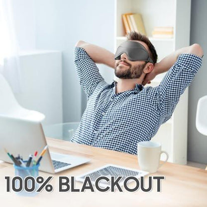 MOEASEii Schlafmaske - Totale Verdunkelung 3D Schlafmaske, Super Leicht & Seidig Weiche Augenmaske zum Schlafen, Vollständig Verstellbar für Zuhause, Büro, Reisen, Meditation, Yoga, Grau, Muttertagsgeschenke