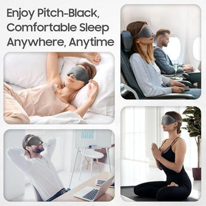 MOEASEii Schlafmaske - Totale Verdunkelung 3D Schlafmaske, Super Leicht & Seidig Weiche Augenmaske zum Schlafen, Vollständig Verstellbar für Zuhause, Büro, Reisen, Meditation, Yoga, Grau, Muttertagsgeschenke