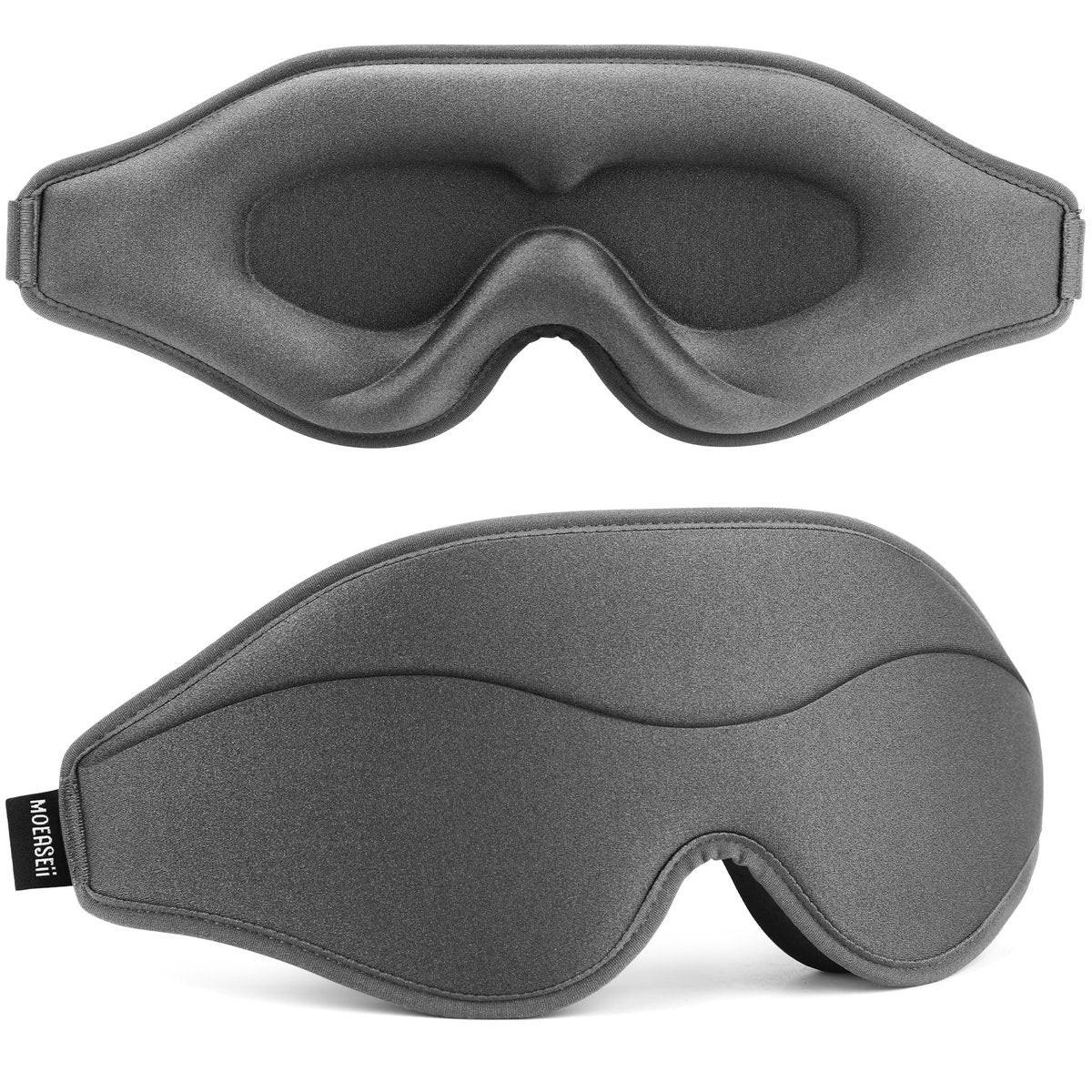 MOEASEii Schlafmaske - Totale Verdunkelung 3D Schlafmaske, Super Leicht & Seidig Weiche Augenmaske zum Schlafen, Vollständig Verstellbar für Zuhause, Büro, Reisen, Meditation, Yoga, Grau, Muttertagsgeschenke