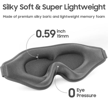 MOEASEii Schlafmaske - Totale Verdunkelung 3D Schlafmaske, Super Leicht & Seidig Weiche Augenmaske zum Schlafen, Vollständig Verstellbar für Zuhause, Büro, Reisen, Meditation, Yoga, Grau, Muttertagsgeschenke