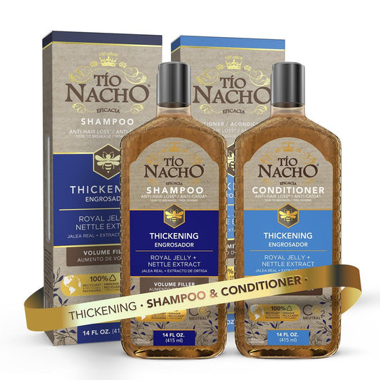 Tio Nacho Verdickendes Shampoo & Conditioner Set für dünner werdendes Haar – Haarausfall Shampoo für Männer & Frauen + Verdickender Conditioner mit natürlichen Extrakten für mehr Volumen – Parabenfrei, je 414 ml