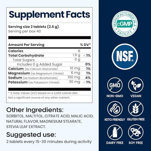Venture Pal Kaubare Elektrolyt-Tabletten, 80 Stück, schnell lösliche, zuckerfreie Salz-Tabletten, glutenfrei – Sortenpackung für schnelle Hydrierung, Outdoor-Laufen, Wandern | Keto & vegan freundlich | 4er-Pack