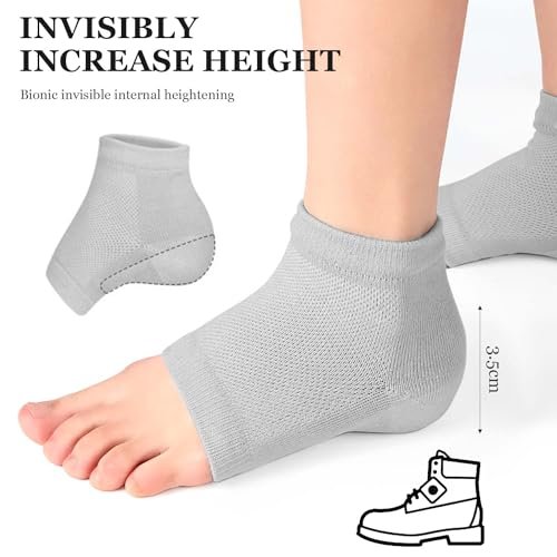 Height Max Socken, Unsichtbarer Schuhabsatz-Pad, Höhen-Einlegesohlen 3 Zoll, Halbe Höhenerhöhung Einlegesohle, Universelle Herren- und Damen-Erhöhungssocken (3,5 cm, Schwarz)