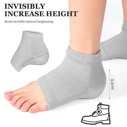 Height Max Socken, Unsichtbarer Schuhabsatz-Pad, Höhen-Einlegesohlen 3 Zoll, Halbe Höhenerhöhung Einlegesohle, Universelle Herren- und Damen-Erhöhungssocken (3,5 cm, Schwarz)