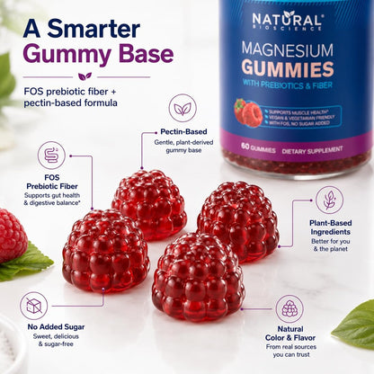 Zuckerfreie Magnesium Gummibärchen für Erwachsene – Magnesiumcitrat 120 mg Elementar, ohne Zuckeralkohole oder Stevia, veganes Kausupplement für Schlaf, Ruhe, Muskel- und Nervenunterstützung, 60 Gummibärchen
