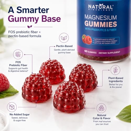 Zuckerfreie Magnesium Gummibärchen für Erwachsene – Magnesiumcitrat 120 mg Elementar, ohne Zuckeralkohole oder Stevia, veganes Kausupplement für Schlaf, Ruhe, Muskel- und Nervenunterstützung, 60 Gummibärchen