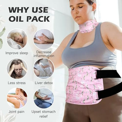 Plus-Size Rizinusöl Pack 2 Stück Rizinusöl Wickel aus Bio-Baumwolle, Wiederverwendbares Set, Kaltgepresstes, Unraffiniertes Rizinusöl Kompressen-Pack für Leberreinigung