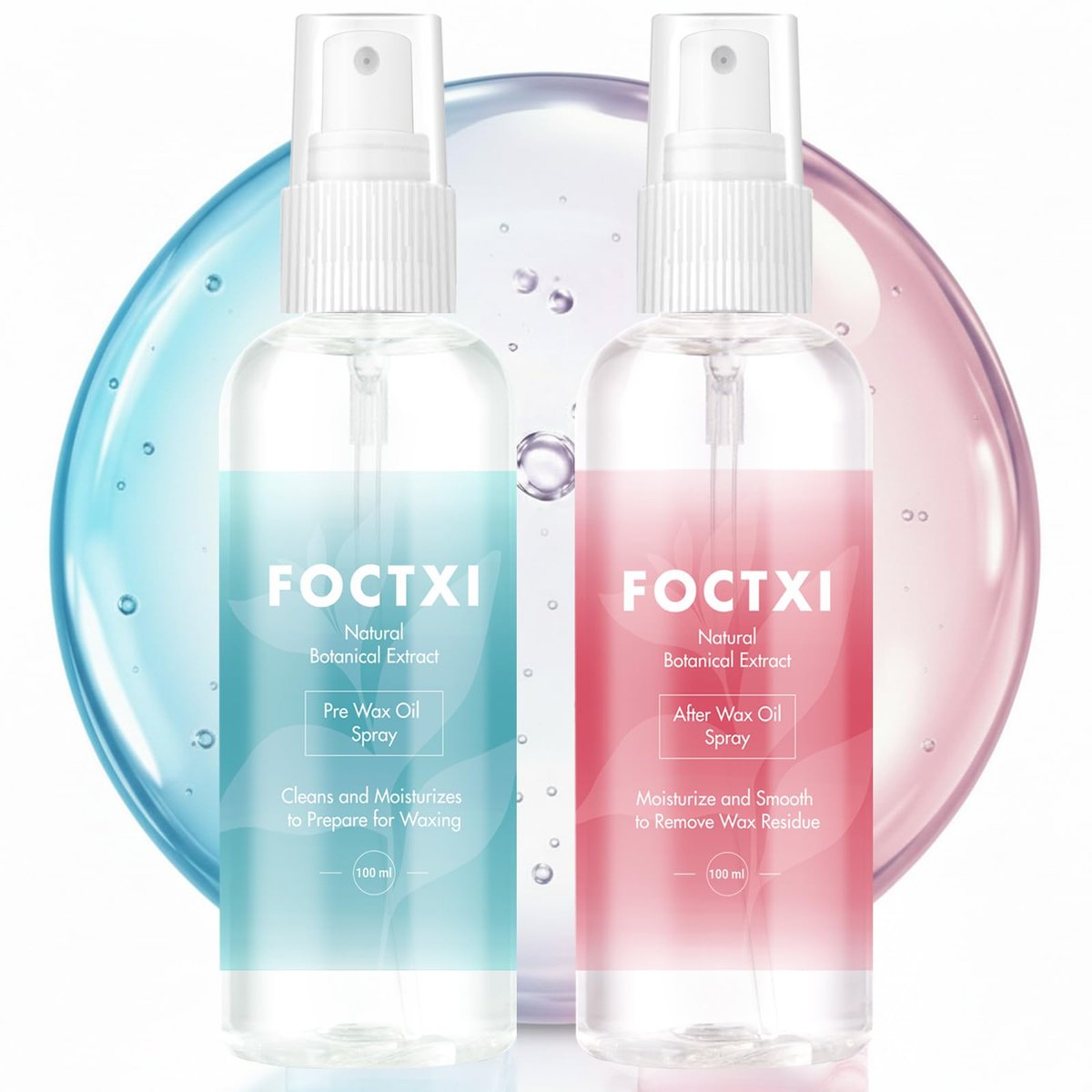 FOCTXI Pre Wax Cleanser und After Wax Pflege Set – Vorbereitender Reiniger und Beruhigendes Öl für die Hautpflege vor und nach dem Waxing, 3,5 oz