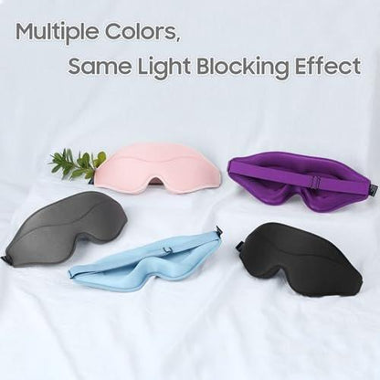 MOEASEii Schlafmaske - Total Blackout 3D Schlafmaske, superleicht & seidig weich, vollständig verstellbar, für Zuhause, Reisen, Meditation, Yoga, Hellblau