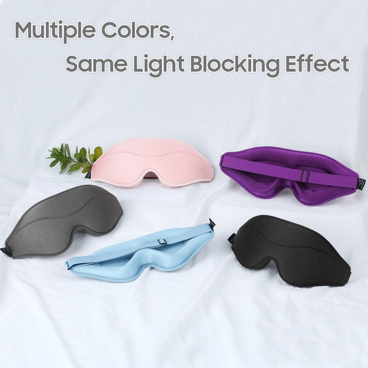 MOEASEii Schlafmaske - Total Blackout 3D Schlafmaske, superleicht & seidig weich, vollständig verstellbar, für Zuhause, Reisen, Meditation, Yoga, Hellblau