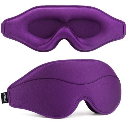 MOEASEii Schlafmaske - Totale Dunkelheit 3D Schlafmaske, Superleicht & Seidig Weiche Augenmaske für Zuhause, Reisen, Meditation, Yoga, Lila
