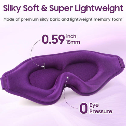 MOEASEii Schlafmaske - Totale Dunkelheit 3D Schlafmaske, Superleicht & Seidig Weiche Augenmaske für Zuhause, Reisen, Meditation, Yoga, Lila