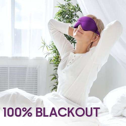 MOEASEii Schlafmaske - Totale Dunkelheit 3D Schlafmaske, Superleicht & Seidig Weiche Augenmaske für Zuhause, Reisen, Meditation, Yoga, Lila