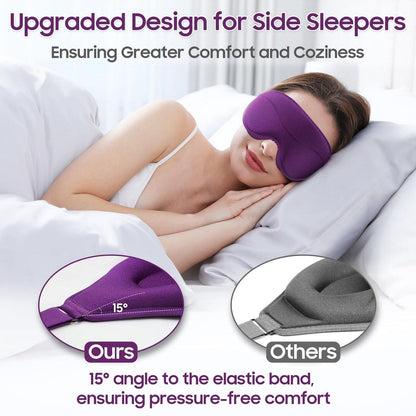 MOEASEii Schlafmaske - Totale Dunkelheit 3D Schlafmaske, Superleicht & Seidig Weiche Augenmaske für Zuhause, Reisen, Meditation, Yoga, Lila