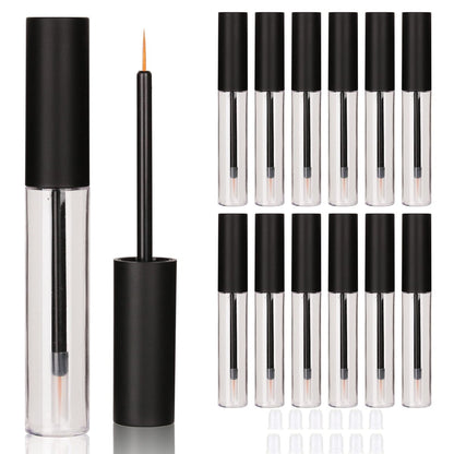 COSIDEA 12er-Pack Leere Plastik-Matte-Schwarz-10-ml-Eyeliner-Tuben, Behälter mit Applikatorbürste für DIY-Wimpernwachstumsöl