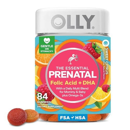 OLLY Schwangerschafts Multivitamin Gummis – Tägliche Nährstoffe für Mama & Baby, Folsäure, Omega-3 DHA, Vitamine A & D, süßer Zitrusgeschmack, 42-Tage-Vorrat – 84 Stück