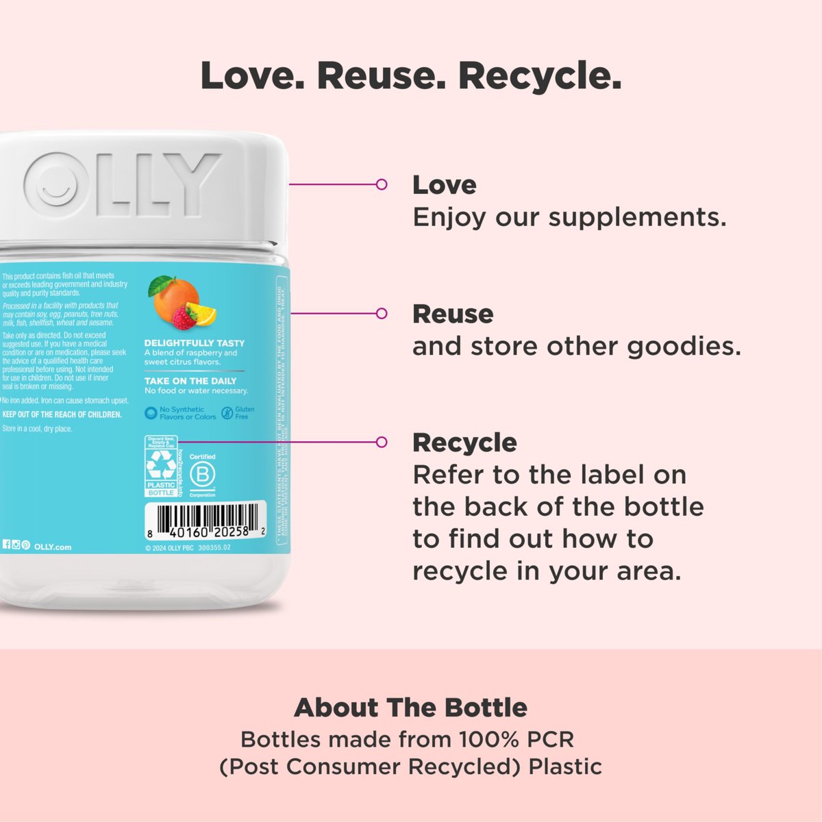 OLLY Schwangerschafts Multivitamin Gummis – Tägliche Nährstoffe für Mama & Baby, Folsäure, Omega-3 DHA, Vitamine A & D, süßer Zitrusgeschmack, 42-Tage-Vorrat – 84 Stück