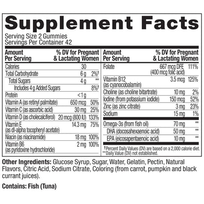 OLLY Schwangerschafts Multivitamin Gummis – Tägliche Nährstoffe für Mama & Baby, Folsäure, Omega-3 DHA, Vitamine A & D, süßer Zitrusgeschmack, 42-Tage-Vorrat – 84 Stück