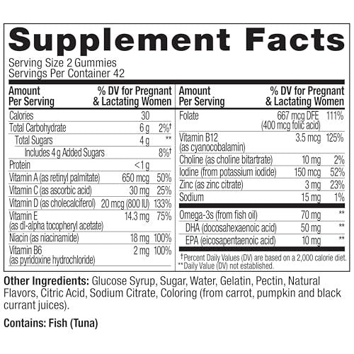 OLLY Schwangerschafts Multivitamin Gummis – Tägliche Nährstoffe für Mama & Baby, Folsäure, Omega-3 DHA, Vitamine A & D, süßer Zitrusgeschmack, 42-Tage-Vorrat – 84 Stück