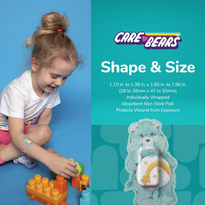 BioSwiss Care Bears Wundpflaster, klassische Care Bear-förmige selbstklebende Pflaster, latexfrei, steril, 24 Stück