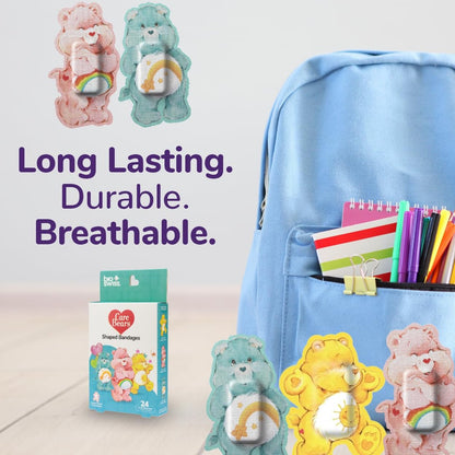 BioSwiss Care Bears Wundpflaster, klassische Care Bear-förmige selbstklebende Pflaster, latexfrei, steril, 24 Stück