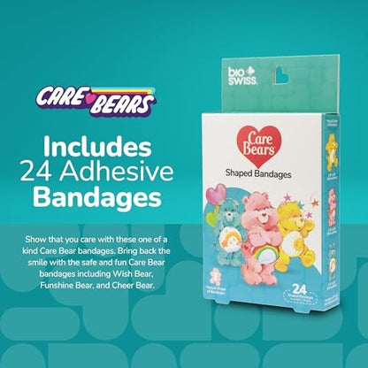 BioSwiss Care Bears Wundpflaster, klassische Care Bear-förmige selbstklebende Pflaster, latexfrei, steril, 24 Stück