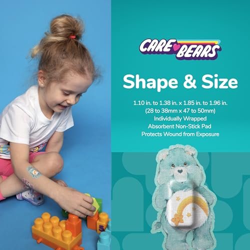 BioSwiss Care Bears Wundpflaster, klassische Care Bear-förmige selbstklebende Pflaster, latexfrei, steril, 24 Stück