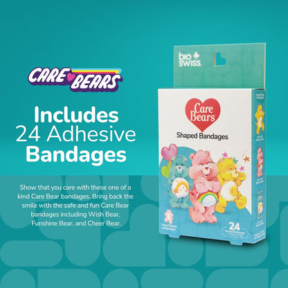 BioSwiss Care Bears Wundpflaster, klassische Care Bear-förmige selbstklebende Pflaster, latexfrei, steril, 24 Stück