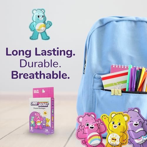 BioSwiss Care Bears Wundpflaster – 24 selbstklebende Care Bear Pflaster, latexfrei, steril, für Kinder