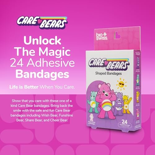 BioSwiss Care Bears Wundpflaster – 24 selbstklebende Care Bear Pflaster, latexfrei, steril, für Kinder