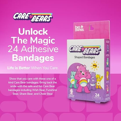 BioSwiss Care Bears Wundpflaster – 24 selbstklebende Care Bear Pflaster, latexfrei, steril, für Kinder