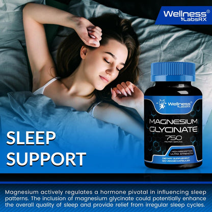 Magnesium Glycinat 750mg | Hochabsorbierendes cheliertes Calm Support für Frauen und Männer - Glicinato De Magnesio, Magnesiumchelat für Herzgesundheit, Schlafunterstützung - 120 Kapseln