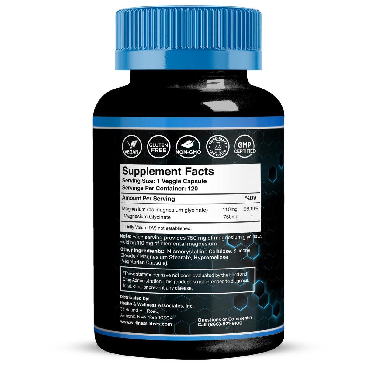 Magnesium Glycinat 750mg | Hochabsorbierendes cheliertes Calm Support für Frauen und Männer - Glicinato De Magnesio, Magnesiumchelat für Herzgesundheit, Schlafunterstützung - 120 Kapseln