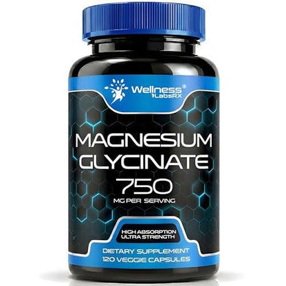 Magnesium Glycinat 750mg | Hochabsorbierendes cheliertes Calm Support für Frauen und Männer - Glicinato De Magnesio, Magnesiumchelat für Herzgesundheit, Schlafunterstützung - 120 Kapseln